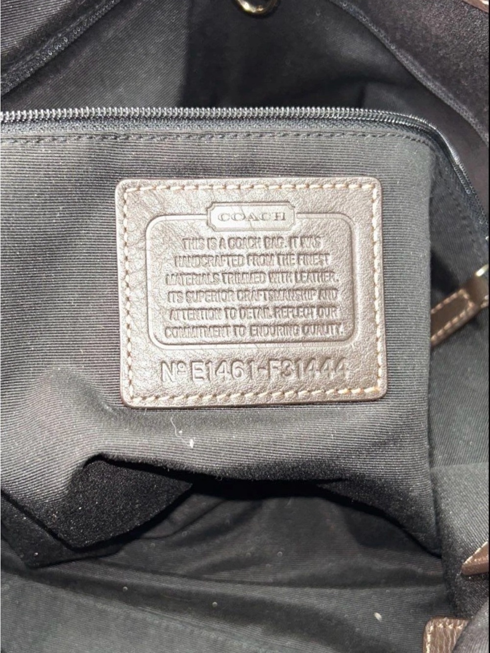 Coach Signature (black) Snakeskin Stripe Saddle Tote F31444 Brown Leather Trim - Picture 10 of 16